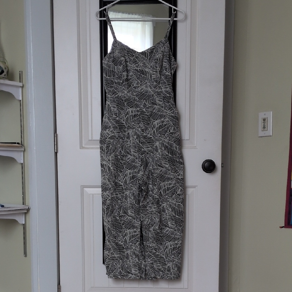 Old Navy Black and White Leaf Print Jumpsuit